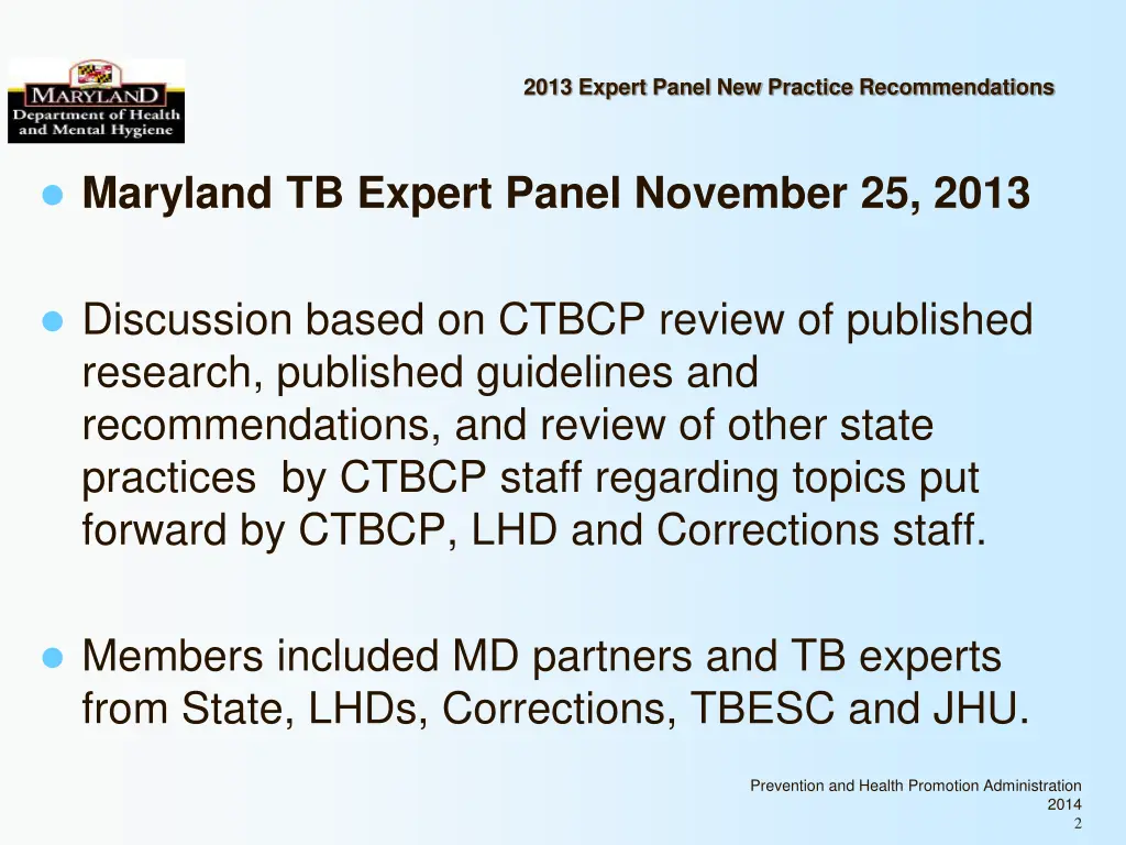 2013 expert panel new practice recommendations 1