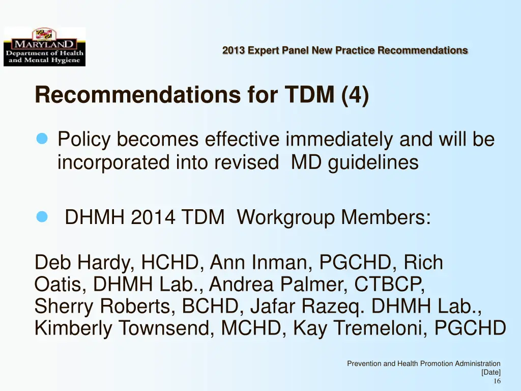 2013 expert panel new practice recommendations 15