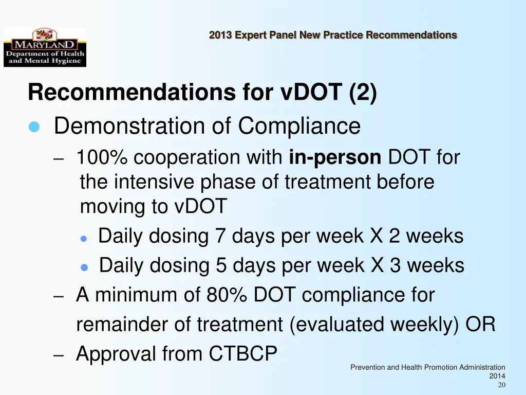 2013 expert panel new practice recommendations 19