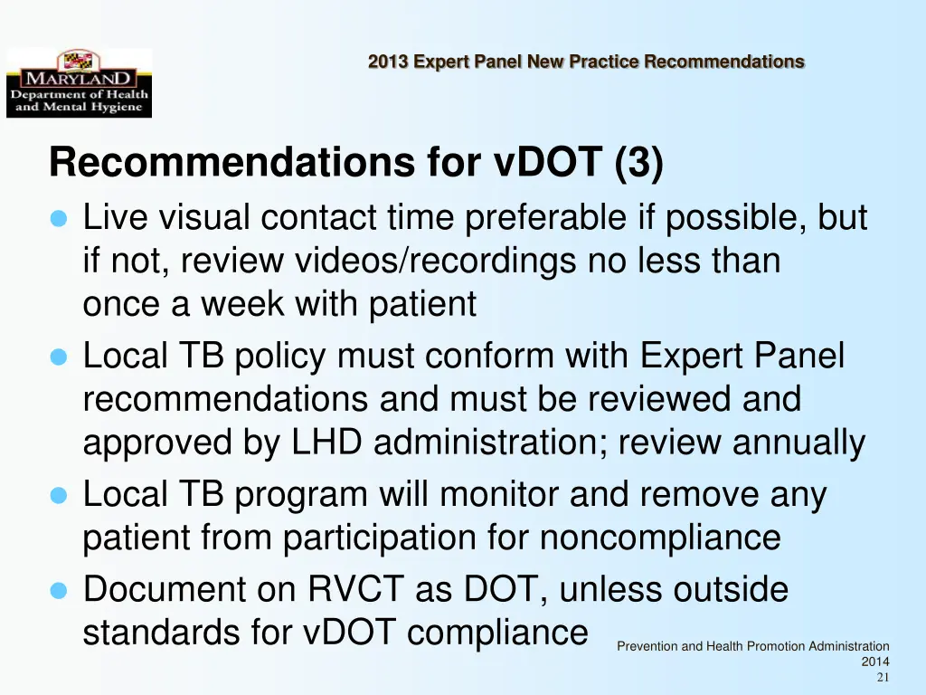 2013 expert panel new practice recommendations 20