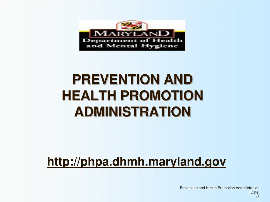 prevention and health promotion administration