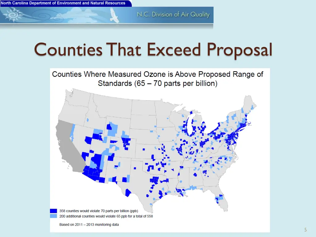 counties that exceed proposal