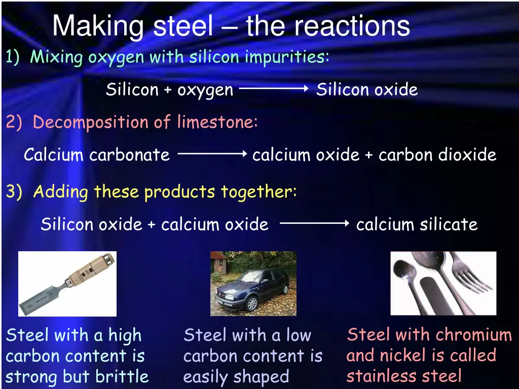 making steel the reactions 1 mixing oxygen with