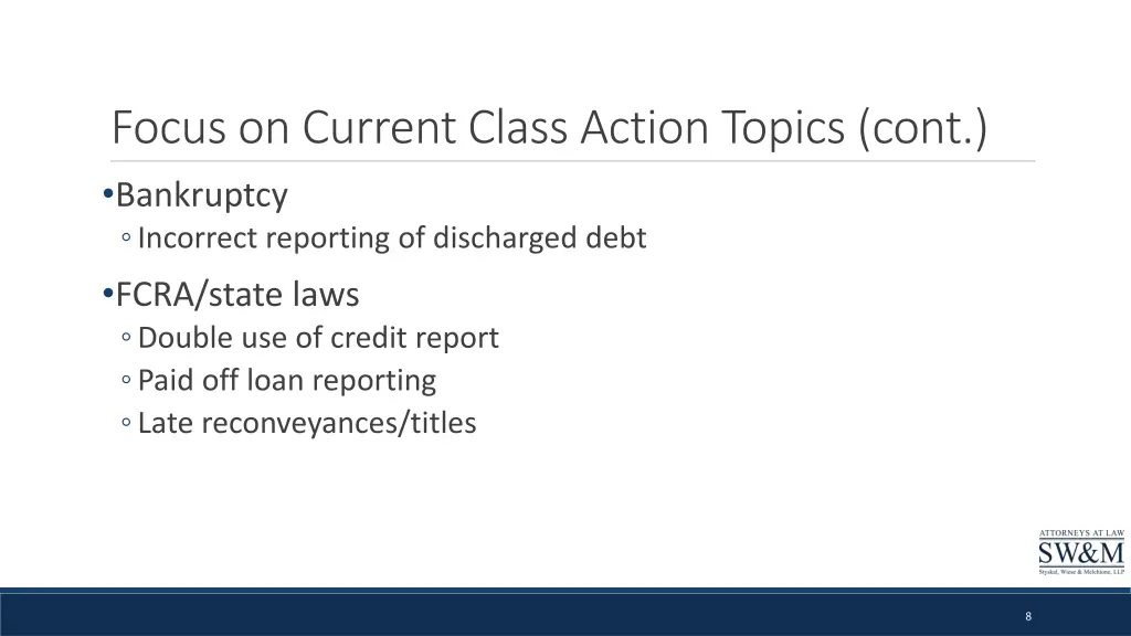 focus on current class action topics cont 1