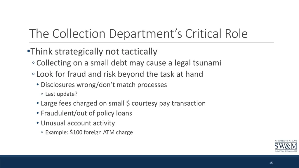 the collection department s critical role think
