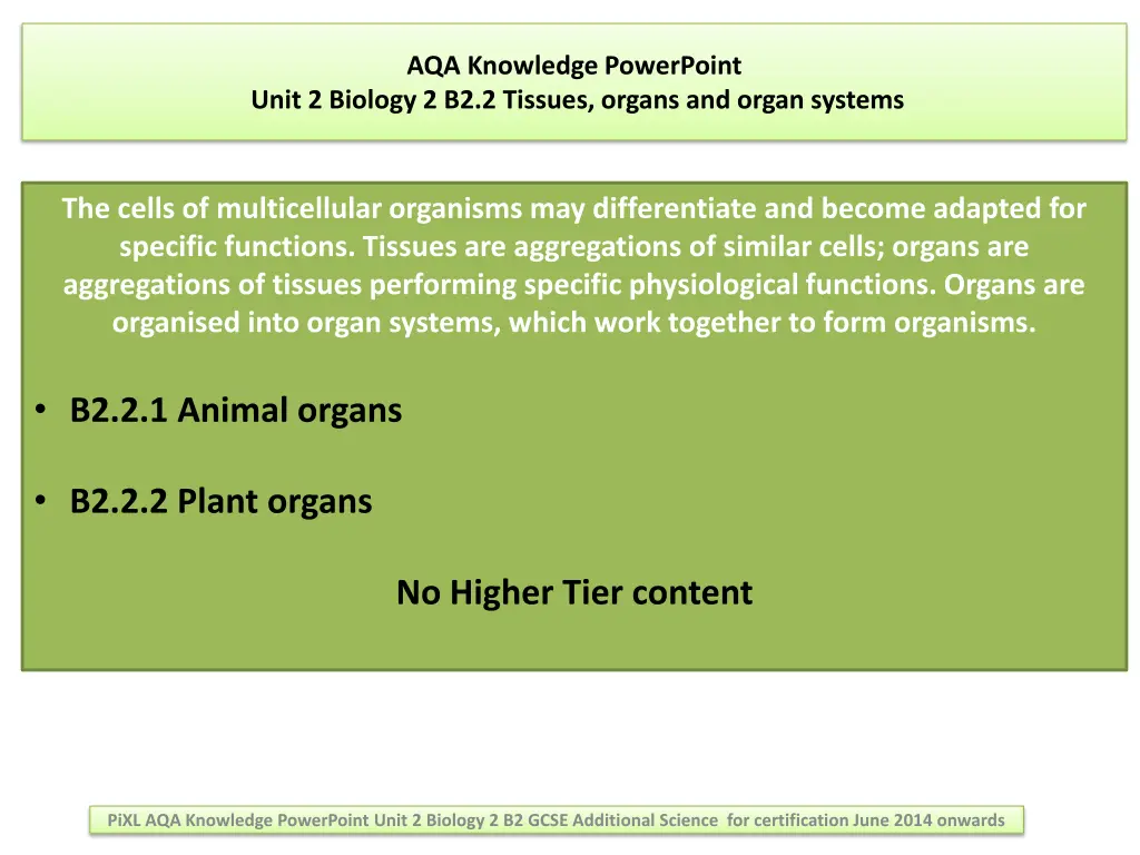 aqa knowledge powerpoint unit 2 biology 1
