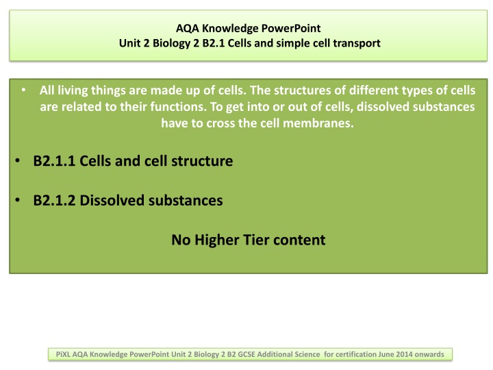 aqa knowledge powerpoint unit 2 biology