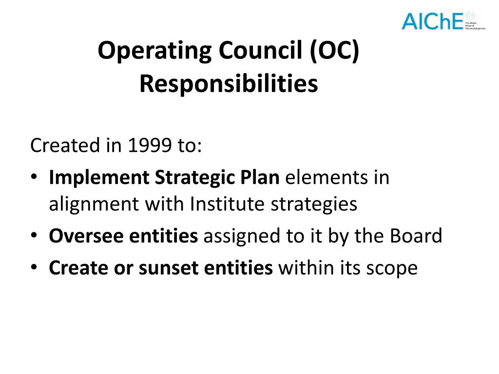 operating council oc responsibilities