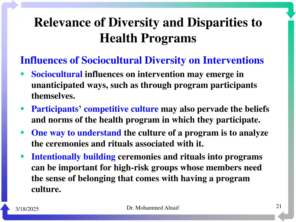 relevance of diversity and disparities to health 18