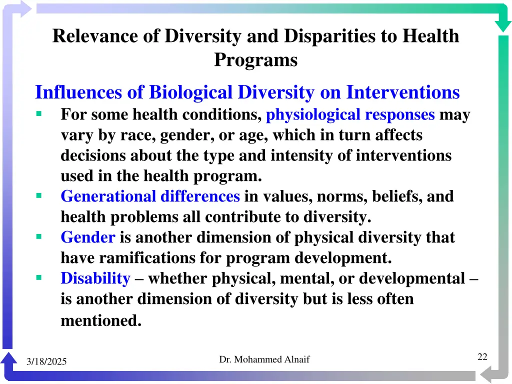 relevance of diversity and disparities to health 19