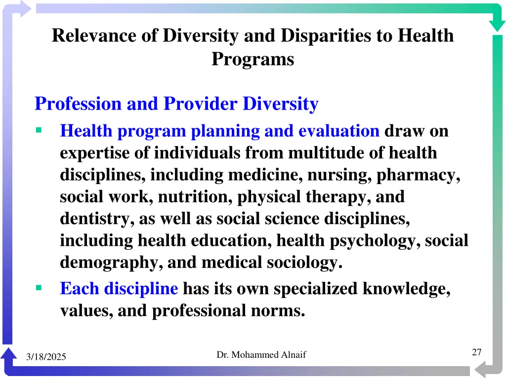 relevance of diversity and disparities to health 24