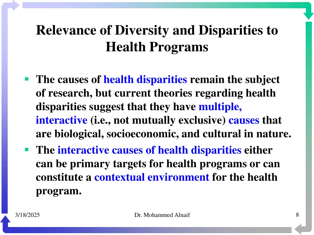 relevance of diversity and disparities to health 5