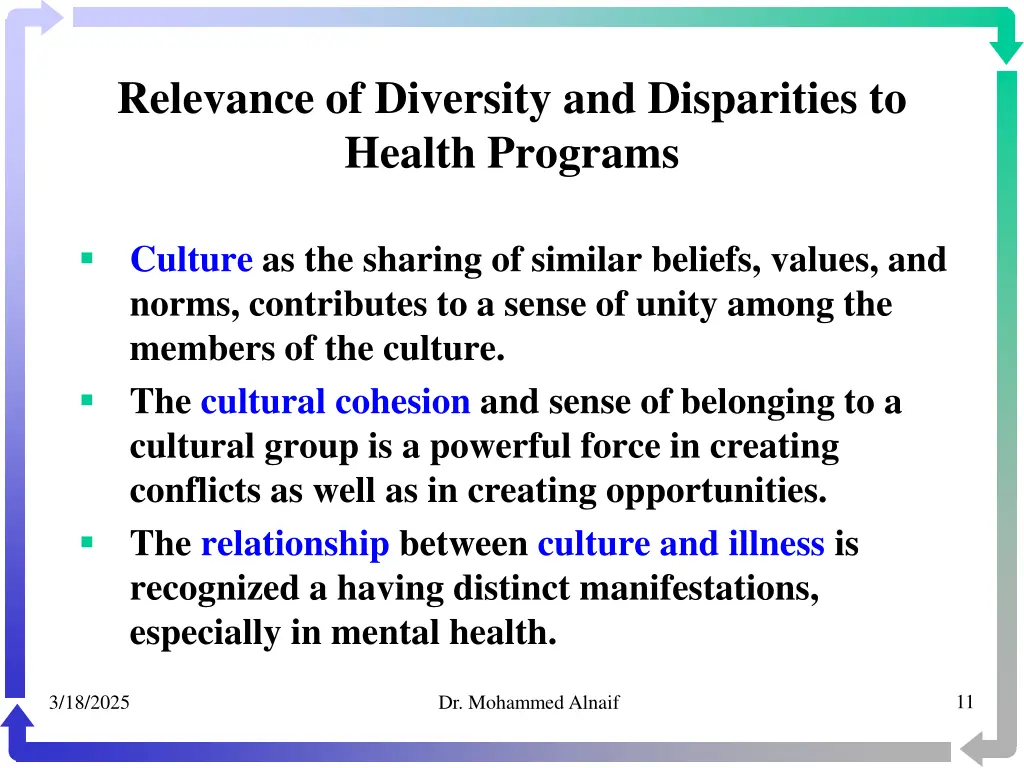 relevance of diversity and disparities to health 8