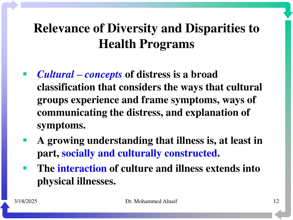 relevance of diversity and disparities to health 9