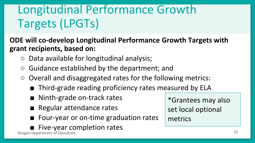 longitudinal performance growth targets lpgts