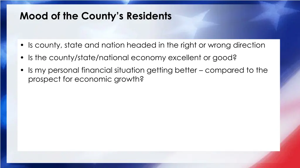 mood of the county s residents