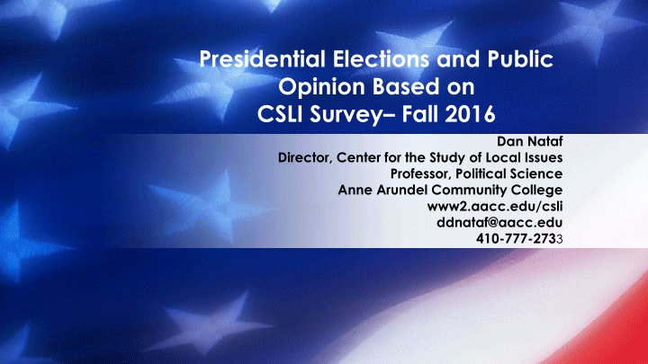 presidential elections and public opinion based