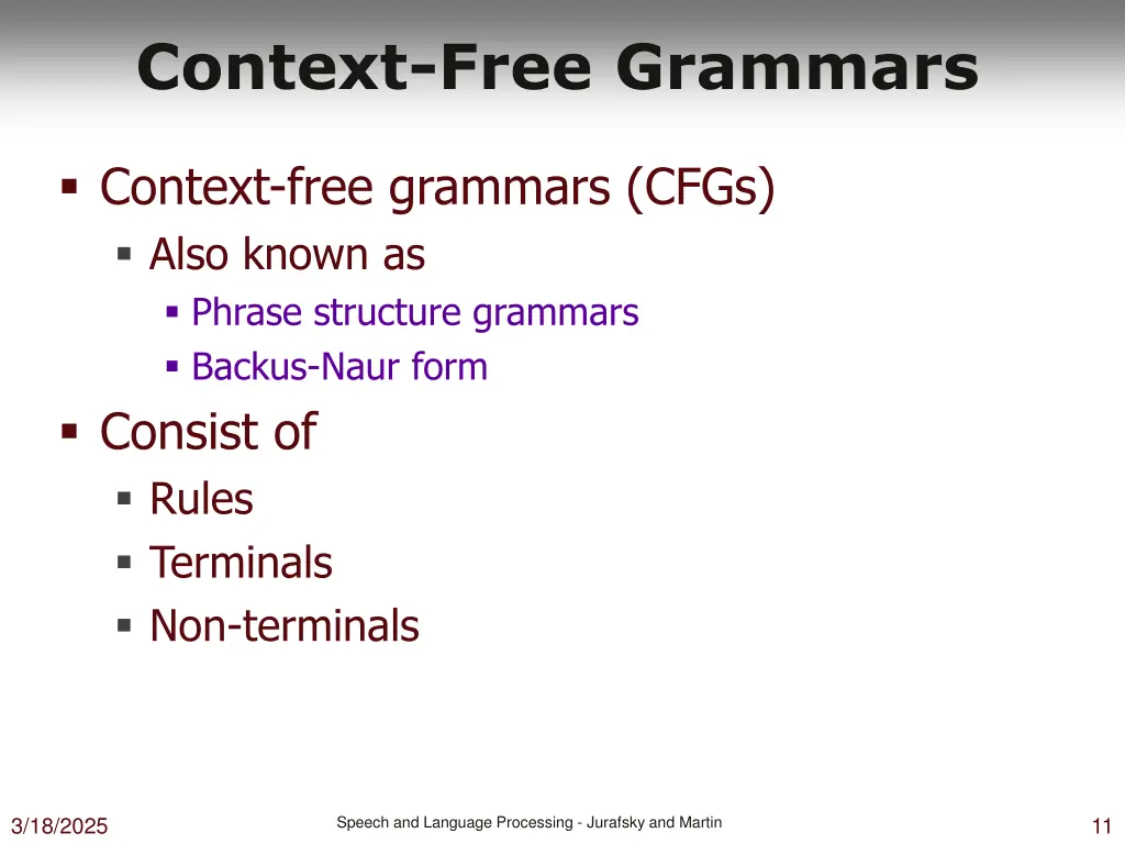 context free grammars