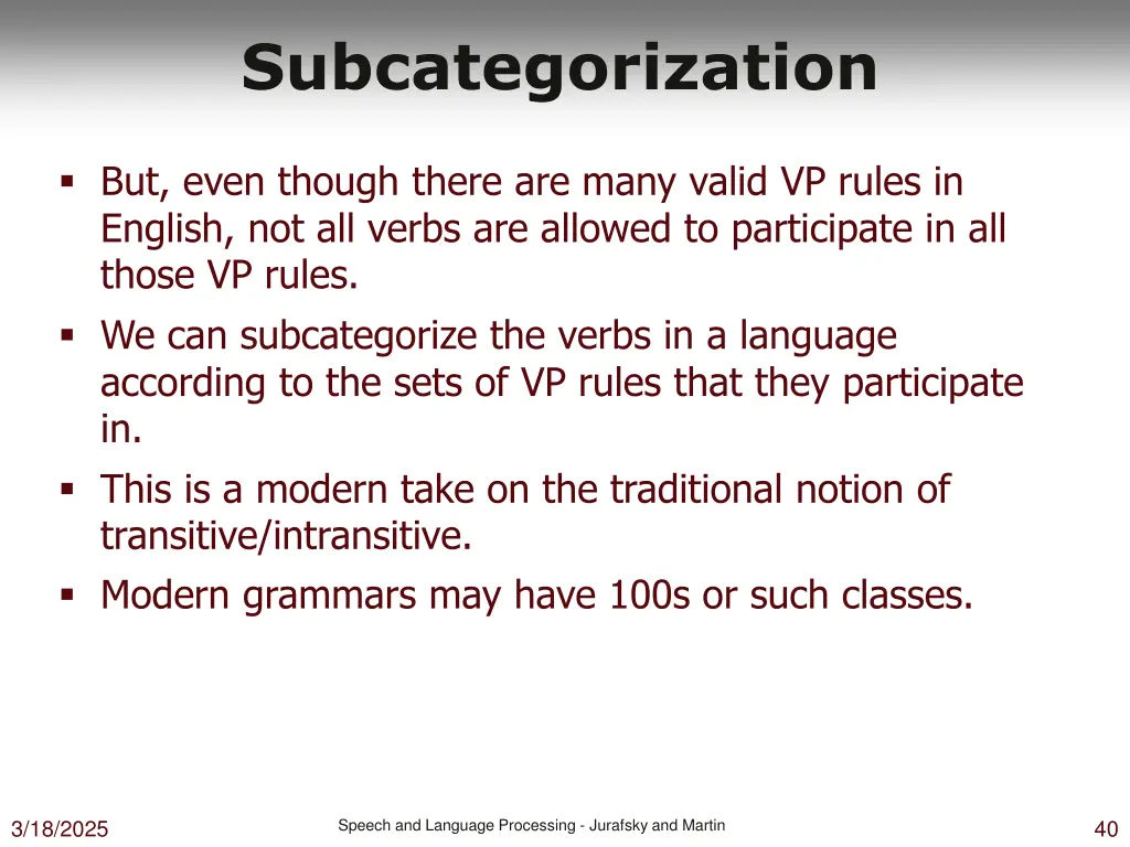 subcategorization