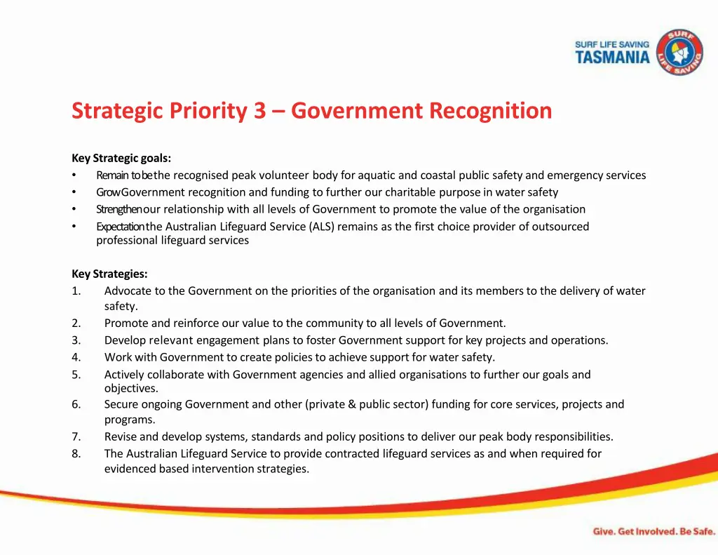 strategic priority 3 government recognition