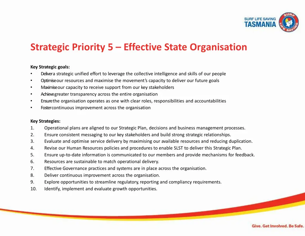 strategic priority 5 effective state organisation