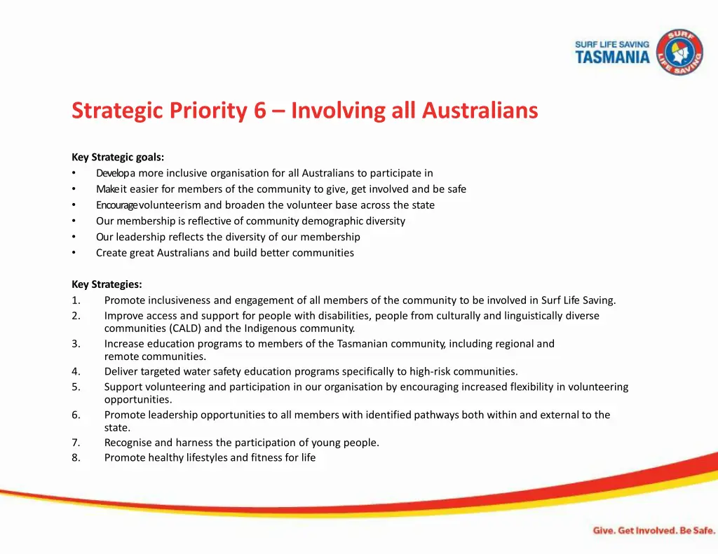 strategic priority 6 involving all australians