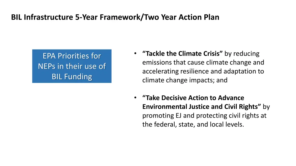 bil infrastructure 5 year framework two year