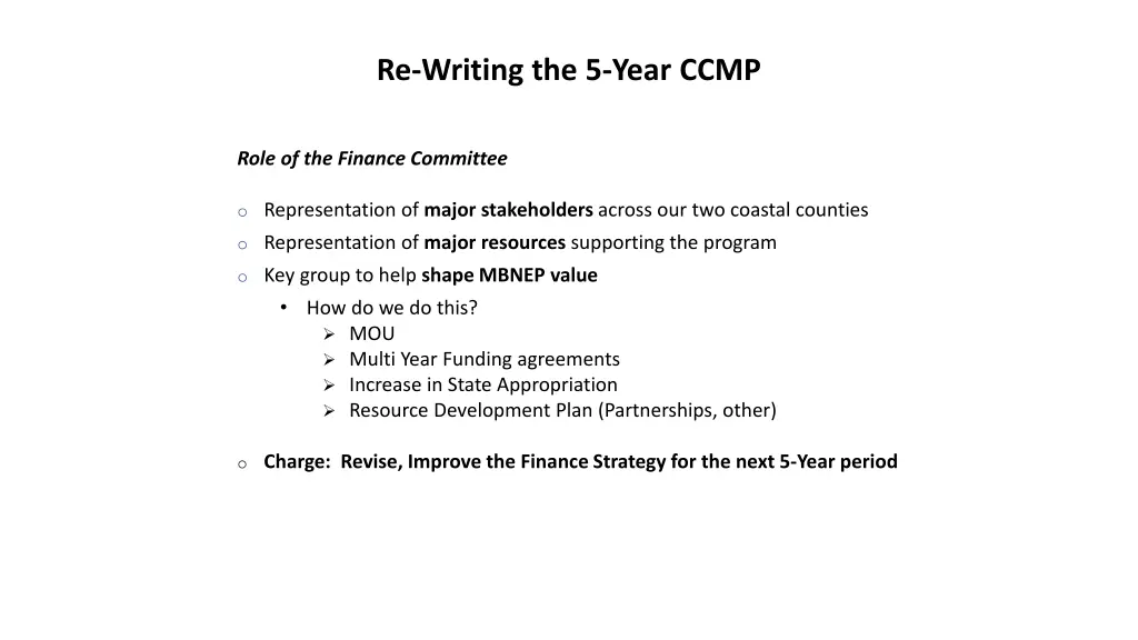 re writing the 5 year ccmp