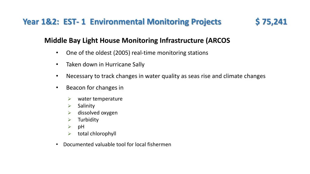 year 1 2 est 1 environmental monitoring projects