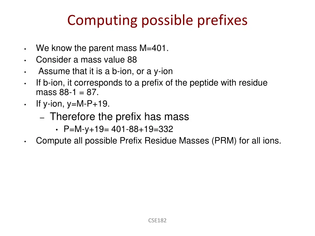 computing possible prefixes