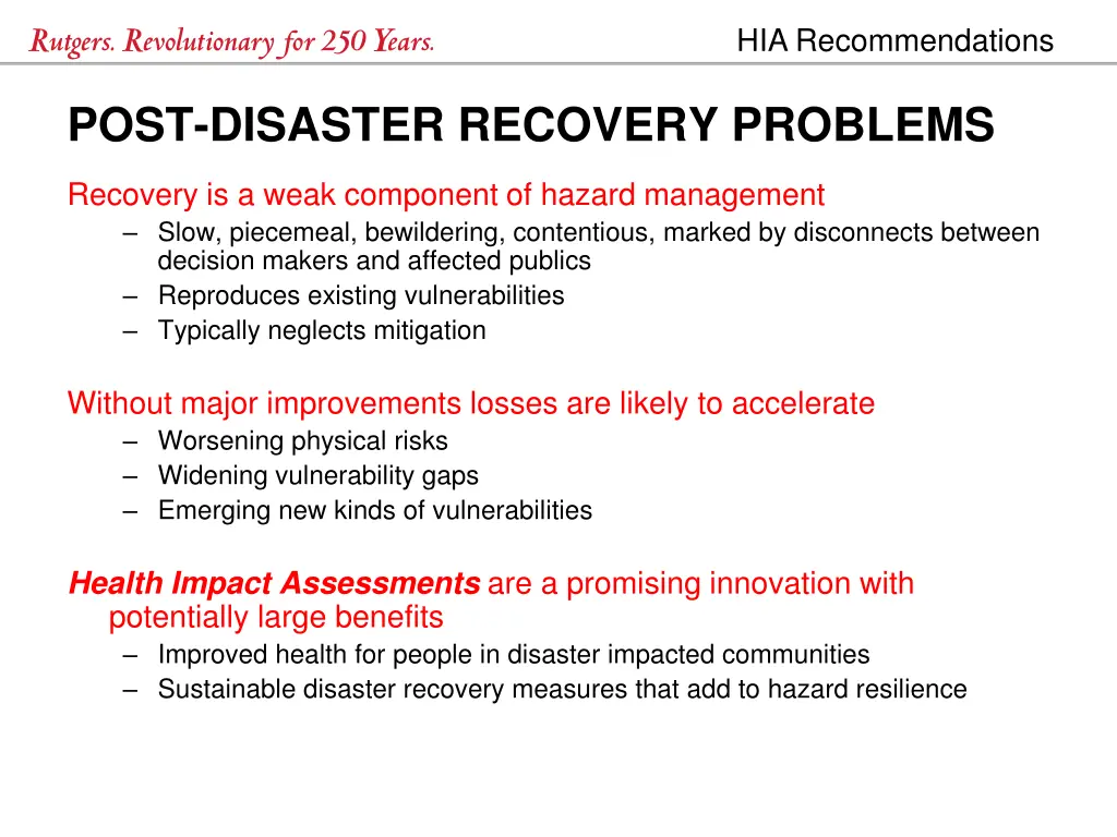 hia recommendations 1