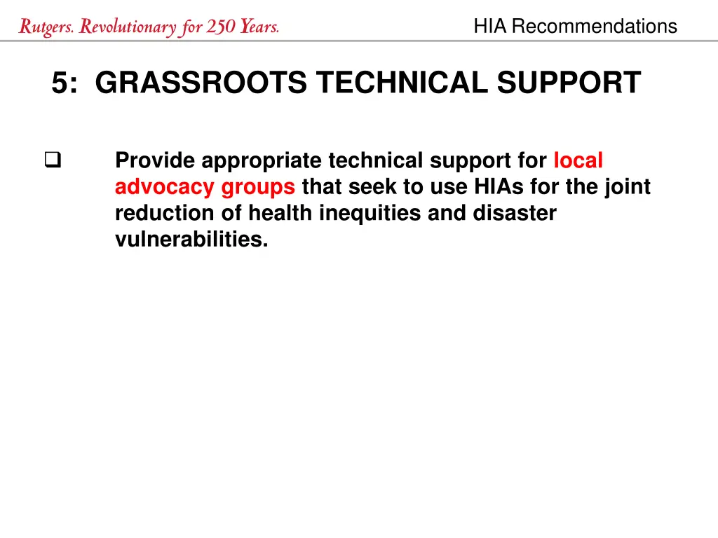 hia recommendations 10