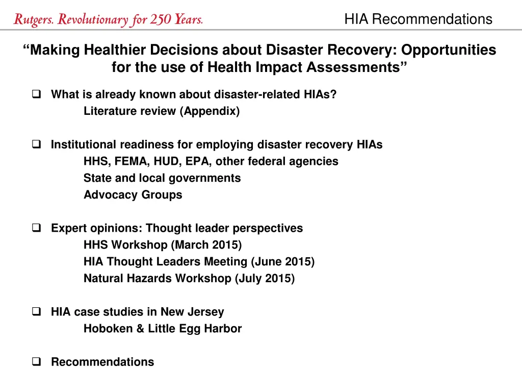 hia recommendations 3