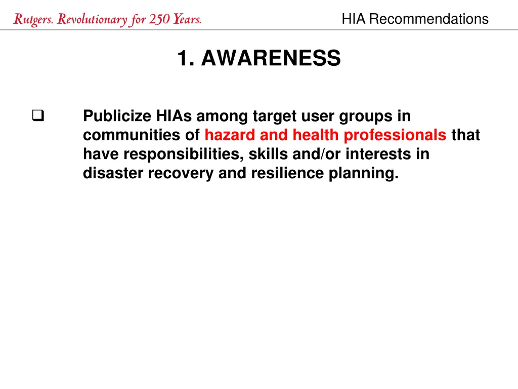 hia recommendations 5