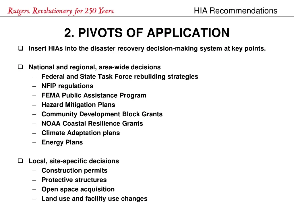 hia recommendations 6