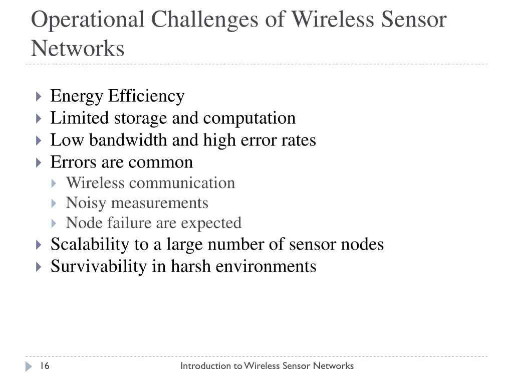 operational challenges of wireless sensor networks