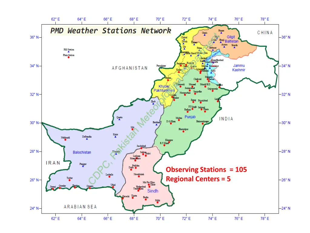 observing stations 105 regional centers 5