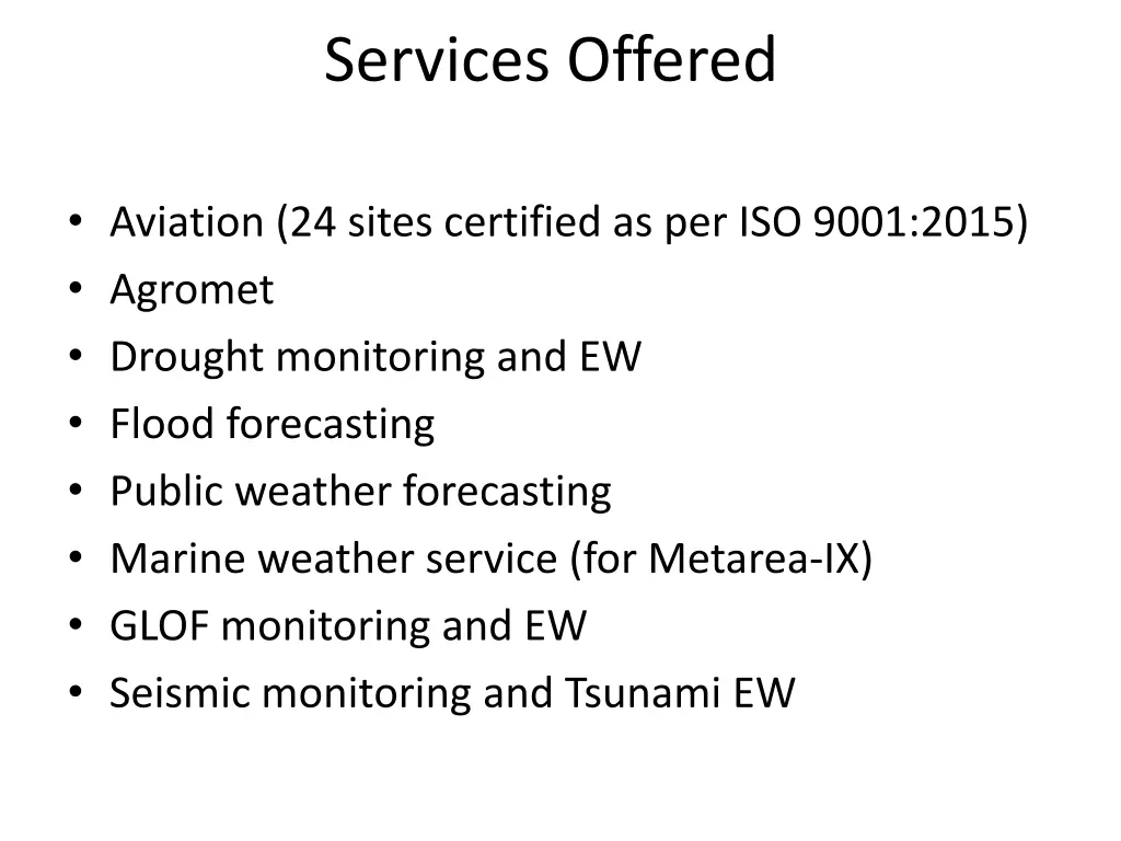 services offered