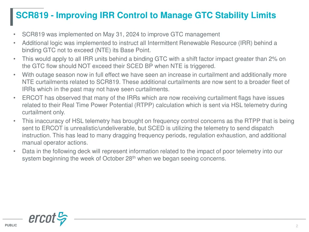 scr819 improving irr control to manage