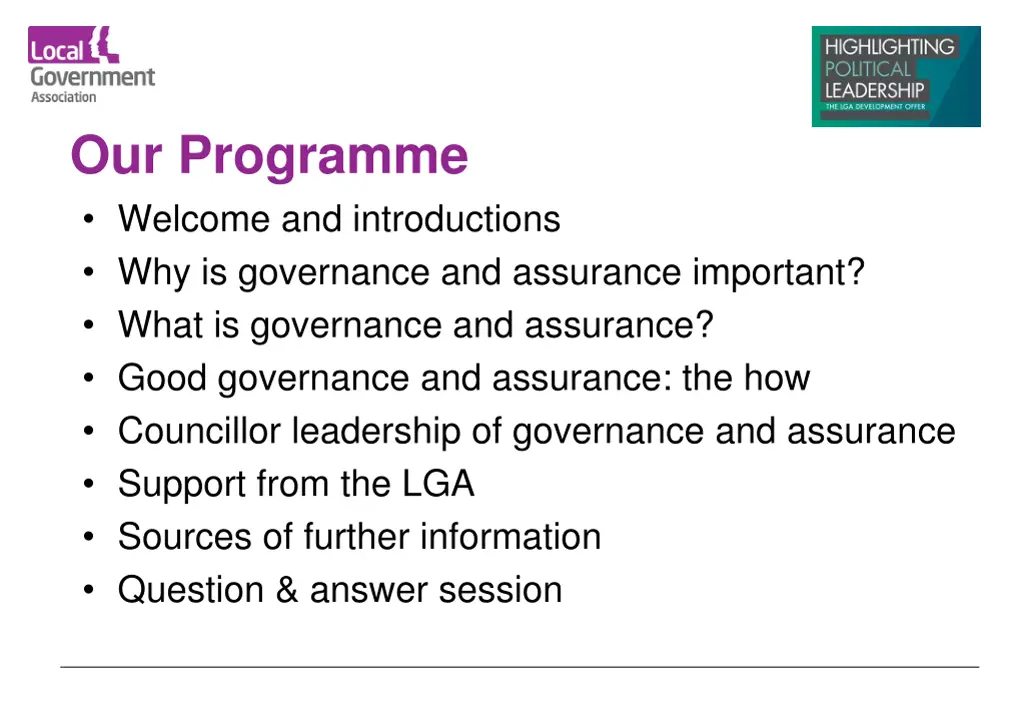 our programme welcome and introductions