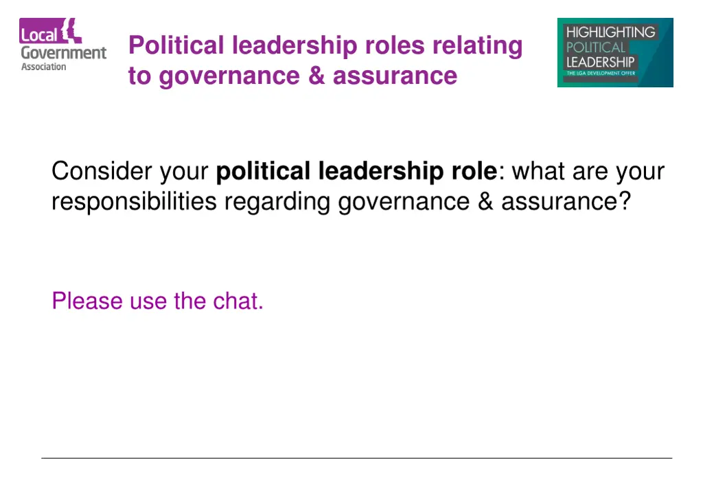 political leadership roles relating to governance