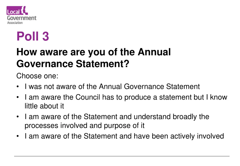 poll 3 how aware are you of the annual governance