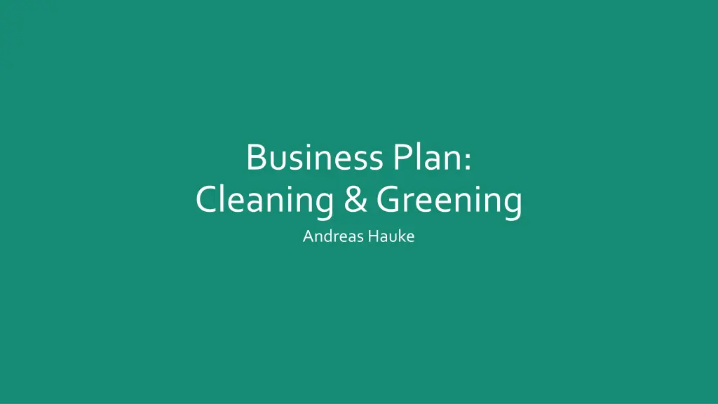 business plan cleaning greening andreas hauke
