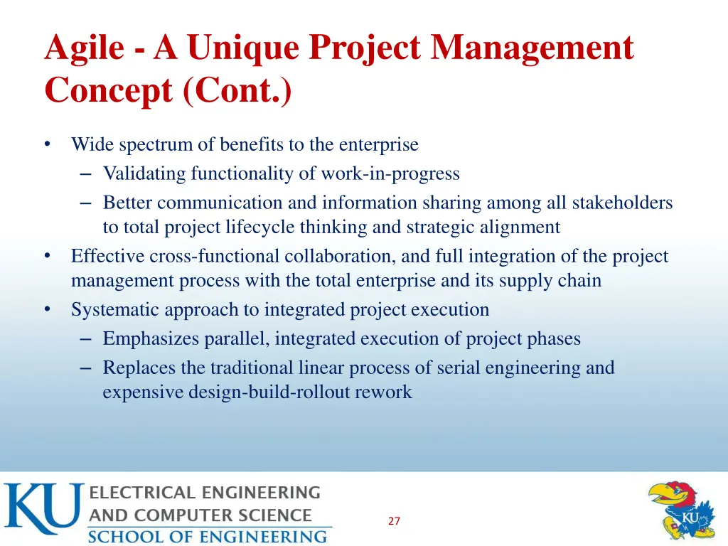 agile a unique project management concept cont