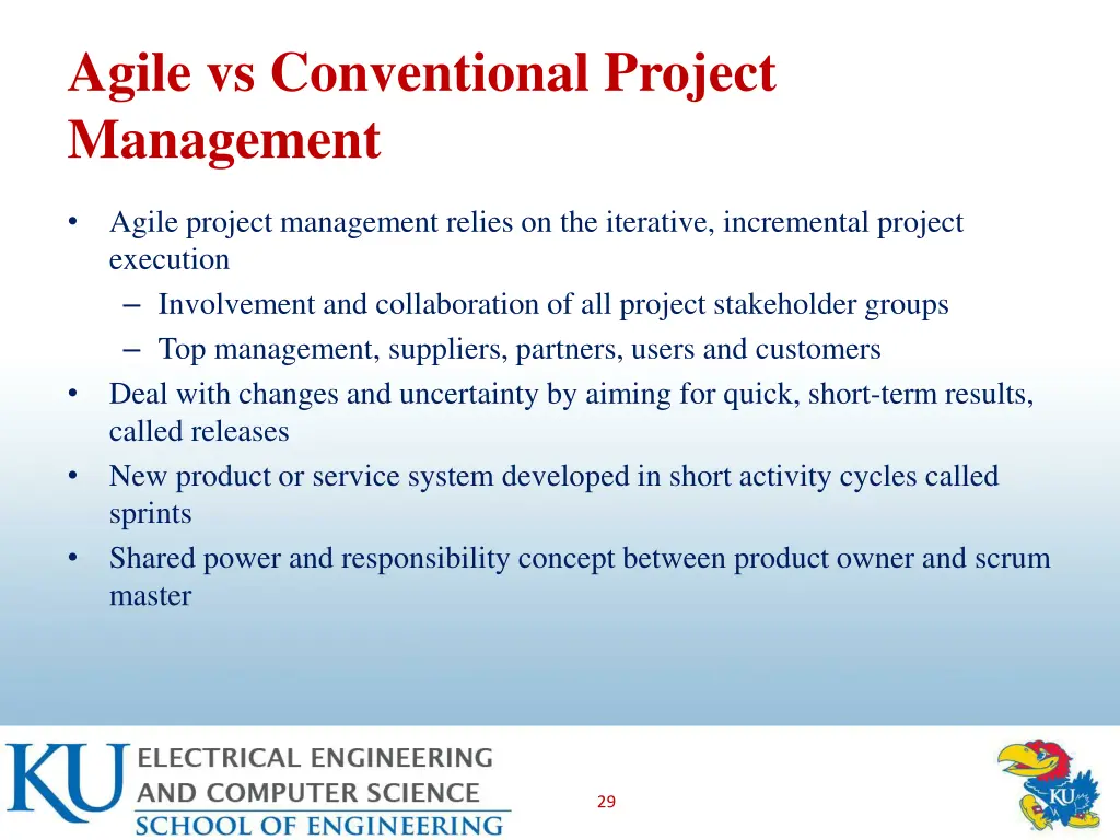 agile vs conventional project management