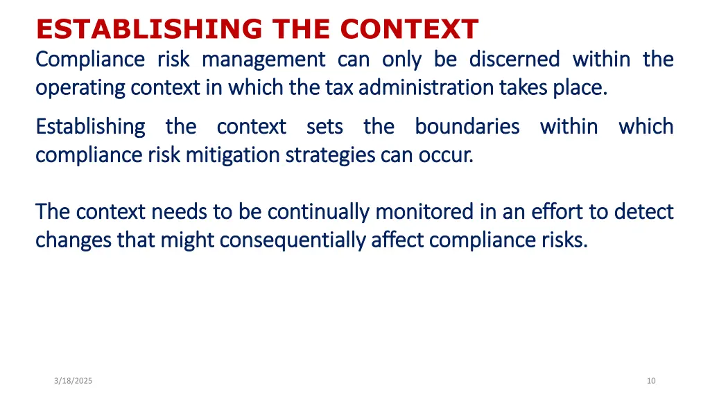 establishing the context compliance compliance