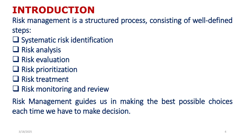 introduction risk risk management management