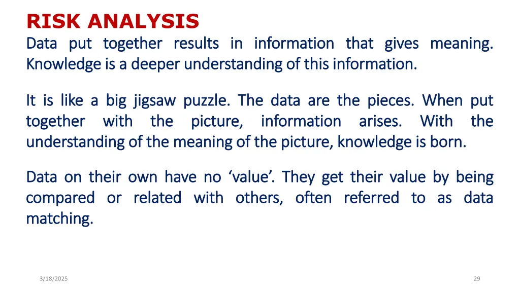 risk analysis data data put put together together