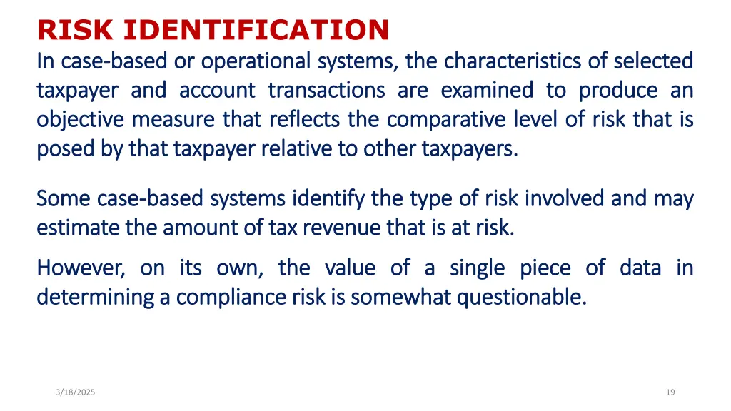 risk identification in in case case based based
