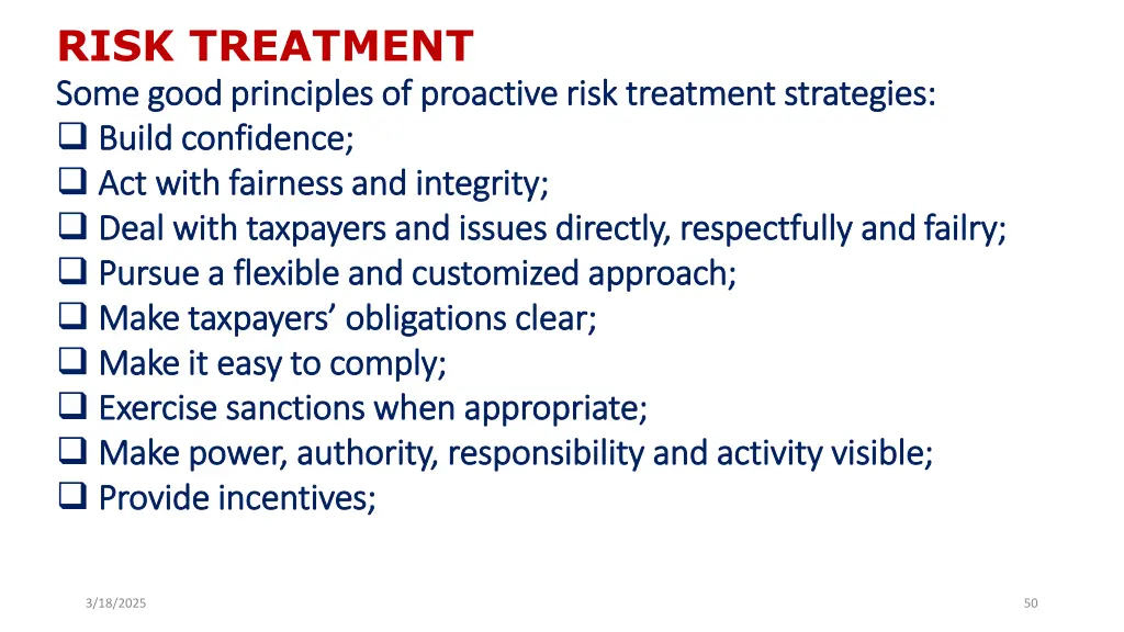 risk treatment some good principles of proactive
